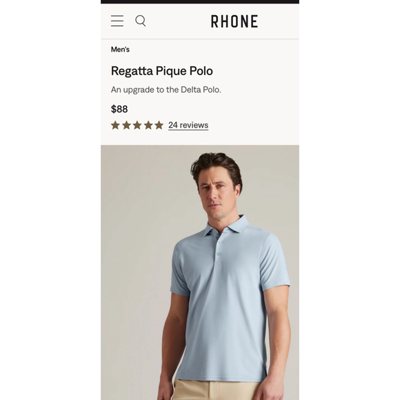 Men's Rhone Pique Polo Shirt Size XXL Misty Blue